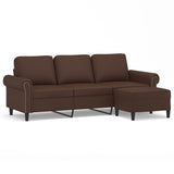 3-Seater Sofa with Footstool Brown 180 cm Faux Leather
