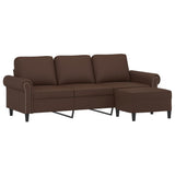 3-Seater Sofa with Footstool Brown 180 cm Faux Leather