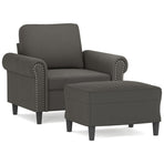 Sofa Chair with Footstool Dark Grey 60 cm Velvet
