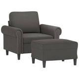 Sofa Chair with Footstool Dark Grey 60 cm Velvet - Side View