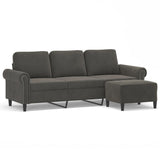 3-Seater Sofa with Footstool Dark Grey 180 cm Velvet - Front View