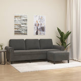 3-Seater Sofa with Footstool Dark Grey 180 cm Velvet