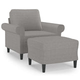 Sofa Chair with Footstool Light Grey 60 cm Fabric - Front View