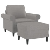 Sofa Chair with Footstool Light Grey 60 cm Fabric - Side View