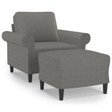 Sofa Chair with Footstool Dark Grey 60 cm Fabric - Front View