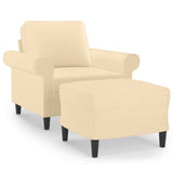Sofa Chair with Footstool Cream 60 cm Fabric