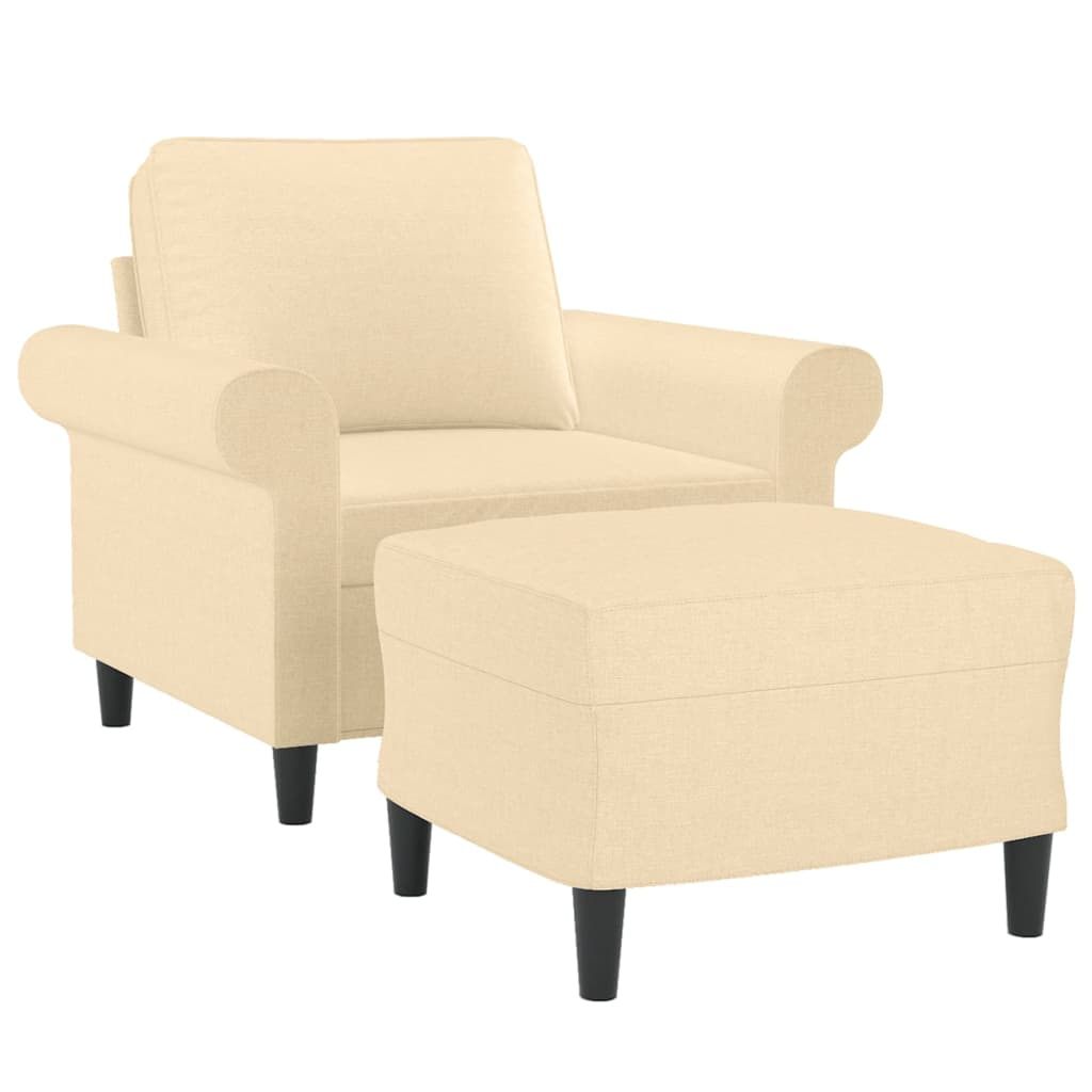 Sofa Chair with Footstool Cream 60 cm Fabric
