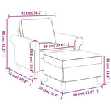 Sofa Chair with Footstool Cream 60 cm Fabric - Close-Up Angle