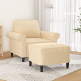 Sofa Chair with Footstool Cream 60 cm Fabric