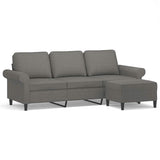 3-Seater Sofa with Footstool Dark Grey 180 cm Fabric - Front View