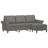 3-Seater Sofa with Footstool Dark Grey 180 cm Fabric