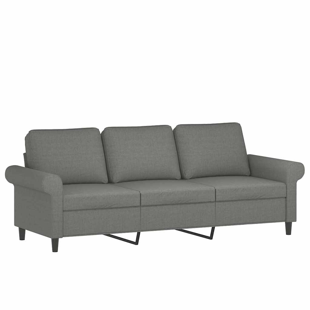 3-Seater Sofa with Footstool Dark Grey 180 cm Fabric