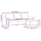 3-Seater Sofa with Footstool Dark Grey 180 cm Fabric - Close-Up Angle