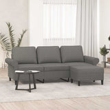 3-Seater Sofa with Footstool Dark Grey 180 cm Fabric