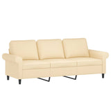 3-Seater Sofa with Footstool Cream 180 cm Fabric