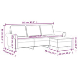 3-Seater Sofa with Footstool Cream 180 cm Fabric