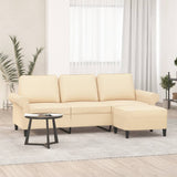 3-Seater Sofa with Footstool Cream 180 cm Fabric