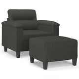 Sofa Chair with Footstool Dark Grey 60 cm Microfibre Fabric
