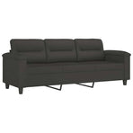 3-Seater Sofa with Footstool Dark Grey 180 cm Microfibre Fabric