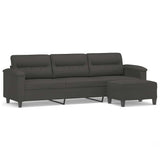3-Seater Sofa with Footstool Dark Grey 210 cm Microfibre Fabric - Front View