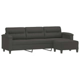 3-Seater Sofa with Footstool Dark Grey 210 cm Microfibre Fabric - Side View