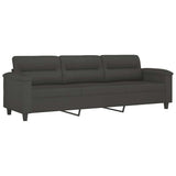 3-Seater Sofa with Footstool Dark Grey 210 cm Microfibre Fabric