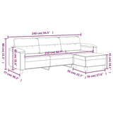 3-Seater Sofa with Footstool Dark Grey 210 cm Microfibre Fabric
