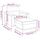 Sofa Chair with Footstool Black 60 cm Faux Leather - Close-Up Angle