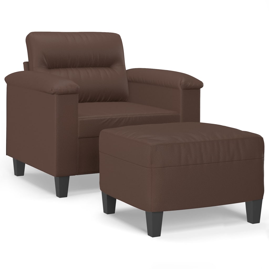 Sofa Chair with Footstool Brown 60 cm Faux Leather