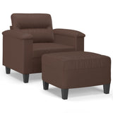 Sofa Chair with Footstool Brown 60 cm Faux Leather
