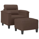 Sofa Chair with Footstool Brown 60 cm Faux Leather - Side View