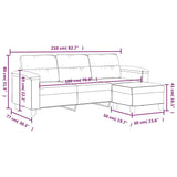 3-Seater Sofa with Footstool Black 180 cm Faux Leather