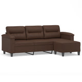 3-Seater Sofa with Footstool Brown 180 cm Faux Leather