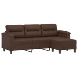 3-Seater Sofa with Footstool Brown 180 cm Faux Leather