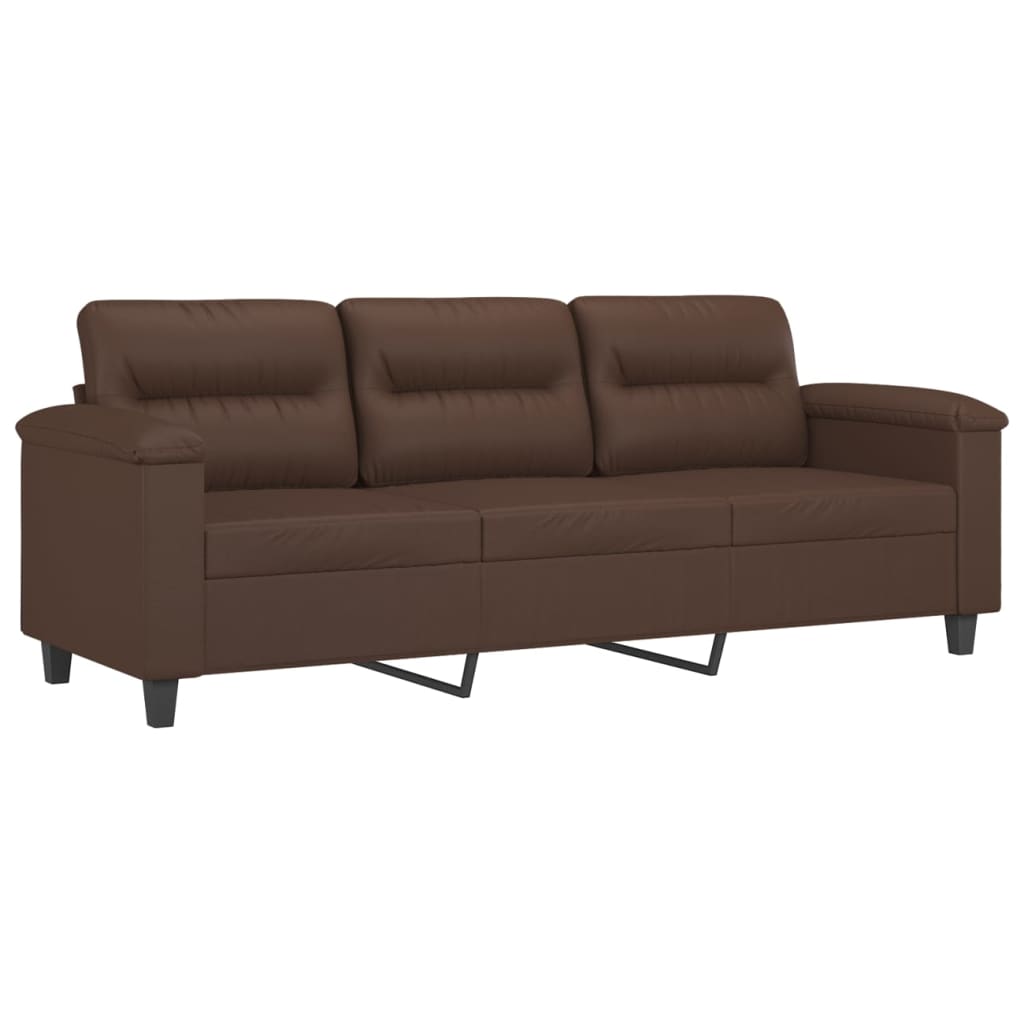 3-Seater Sofa with Footstool Brown 180 cm Faux Leather