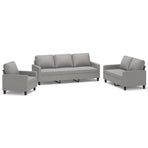 3 Piece Sofa Set with Cushions Light Grey Fabric