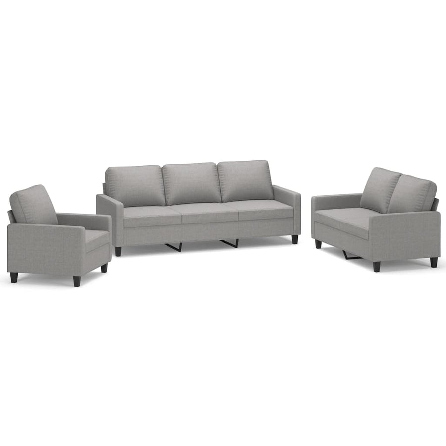 3 Piece Sofa Set with Cushions Light Grey Fabric