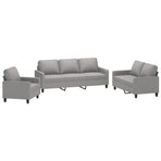 3 Piece Sofa Set with Cushions Light Grey Fabric