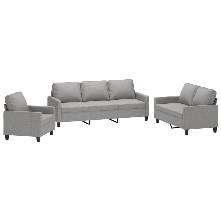3 Piece Sofa Set with Cushions Light Grey Fabric