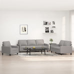 3 Piece Sofa Set with Cushions Light Grey Fabric