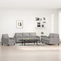 3 Piece Sofa Set with Cushions Light Grey Fabric