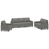 3 Piece Sofa Set with Cushions Dark Grey Fabric