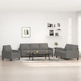 3 Piece Sofa Set with Cushions Dark Grey Fabric