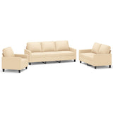 3 Piece Sofa Set with Cushions Cream Fabric