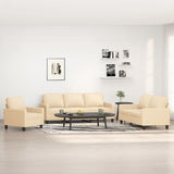 3 Piece Sofa Set with Cushions Cream Fabric