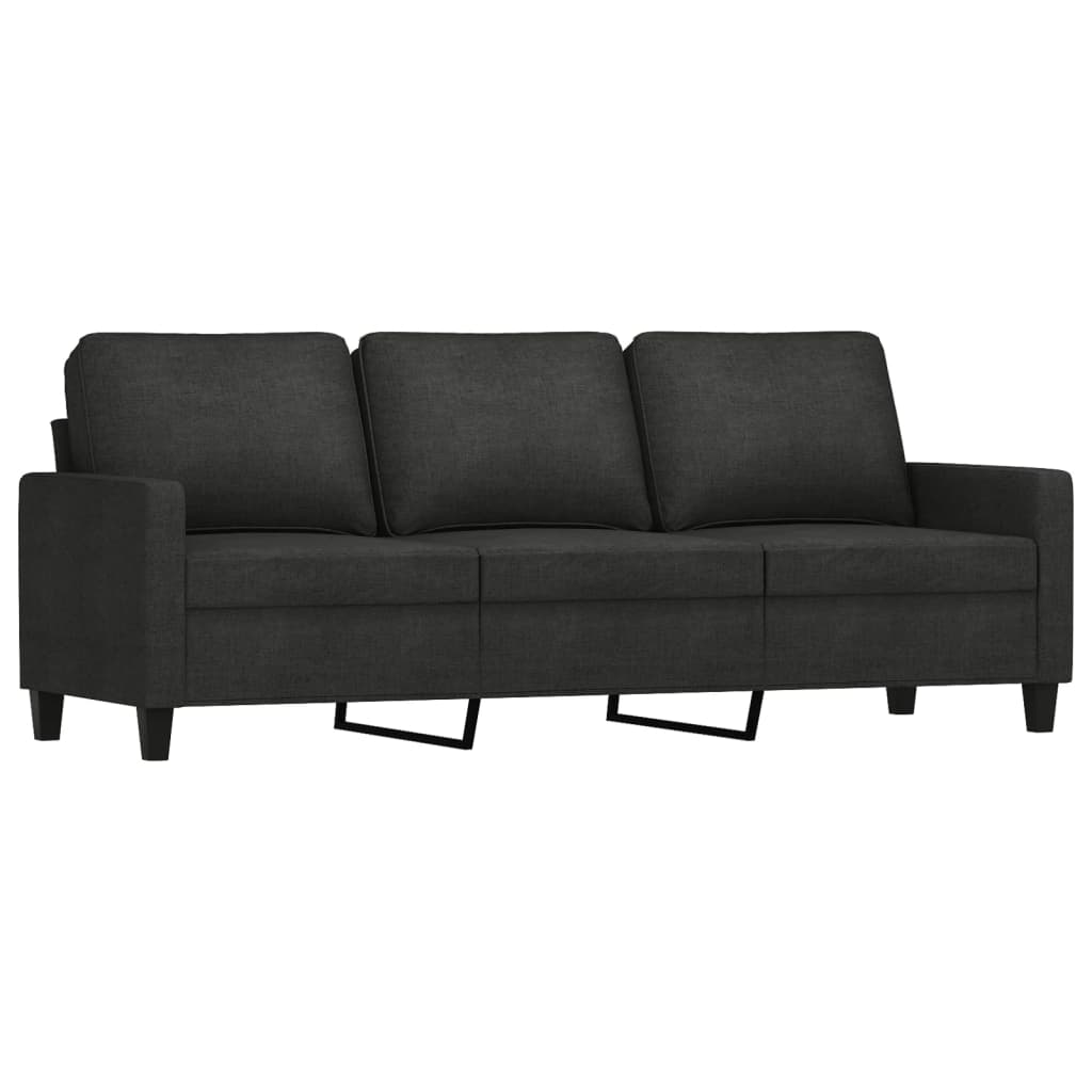 3 Piece Sofa Set with Cushions Black Fabric