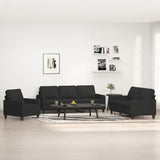 3 Piece Sofa Set with Cushions Black Fabric