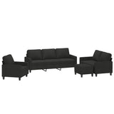 4 Piece Sofa Set with Cushions Black Fabric