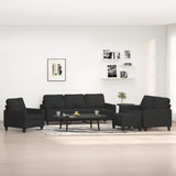 4 Piece Sofa Set with Cushions Black Fabric