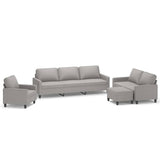 4 Piece Sofa Set with Cushions Light Grey Fabric - Front View